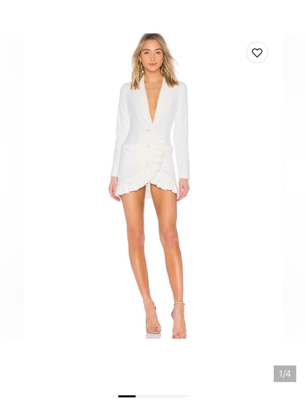 Lovers + Friends White Long-Sleeve Mini Dress with Pleated Hem